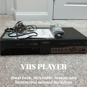 Vintage, Dual Deck WORKING and OPERABLE VHS Player! Remote Included.